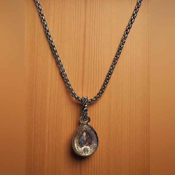 Premier Designs Teardrop Red Cabachon SilverTone Pendant Necklace 10” - Picture 11 of 13